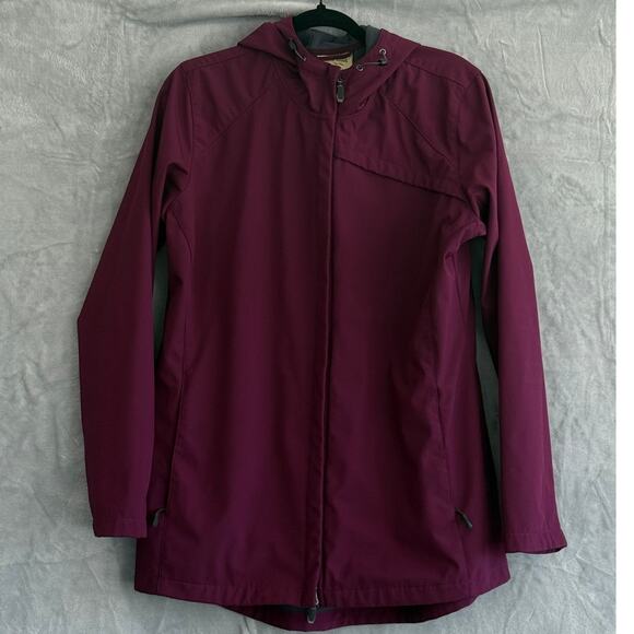 Burgundy Softshell Hooded Lined Outdoor Jacket Womens XL Rustic Ridge Zip Pocket - Picture 11 of 11
